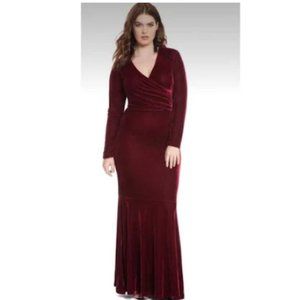NWT Eloquii Red Velvet Long Sleeve Wrap Dress Size 20